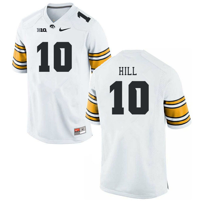 Men #10 Deacon Hill Iowa Hawkeyes College Football Jerseys Stitched-White - Click Image to Close